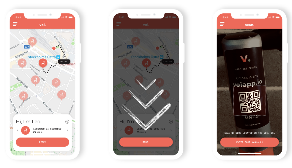 VIO escooter rental service app features